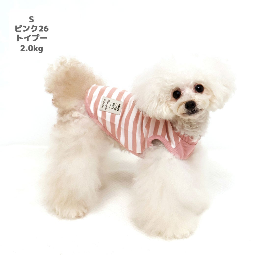 トイプー2.0kg(首18/胴30/丈22cm)のメリナちゃんはピンク26のSを着用