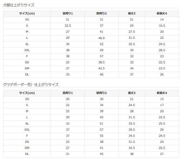 サイズ表