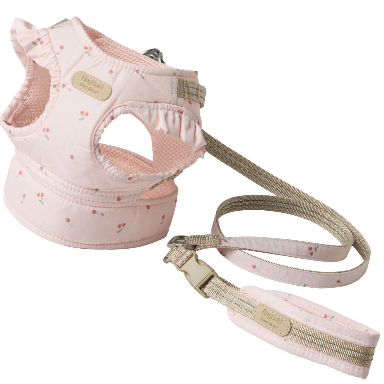 限定色ピンクベージュ✳︎ and hug.✳︎犬ハーネス＆多機能リード iDog fleur HugHold犬用コンフォートハーネス リード付き 撥水 防汚