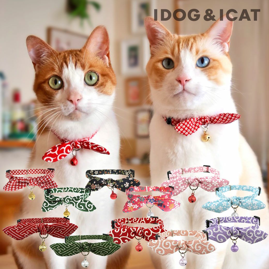リボン 飾り 袖 プルオーバー ラウンドネック スリーブ ネコ ねこ 猫 ウサギ iDog＆iCat本店】iCat moscape ラブリーカラー ちりめん×結びリボン
