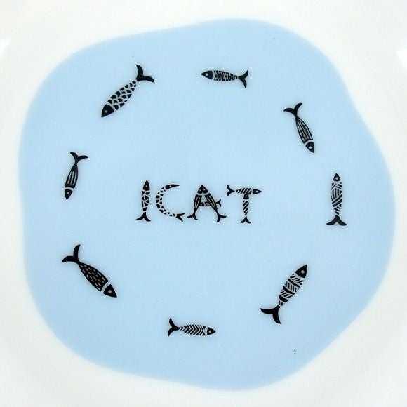 【 犬 猫 フードボウル 】IDOG&ICAT オリジナル ドゥーエッグフードボウル浅皿 猫とみずたまり