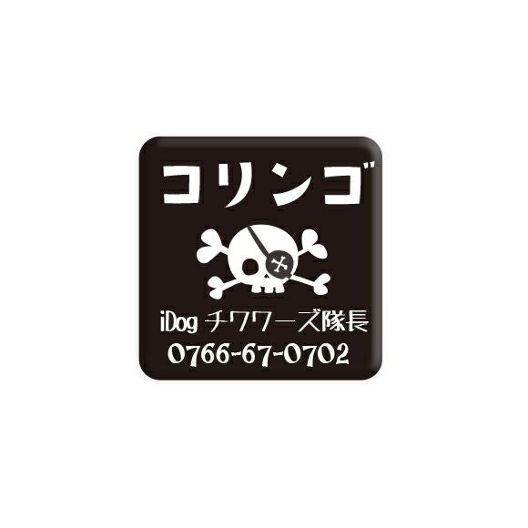 【 迷子札 犬 猫 】IDOG&ICATオリジナル ネームタグ角丸 迷子札 海賊旗 メール便OK