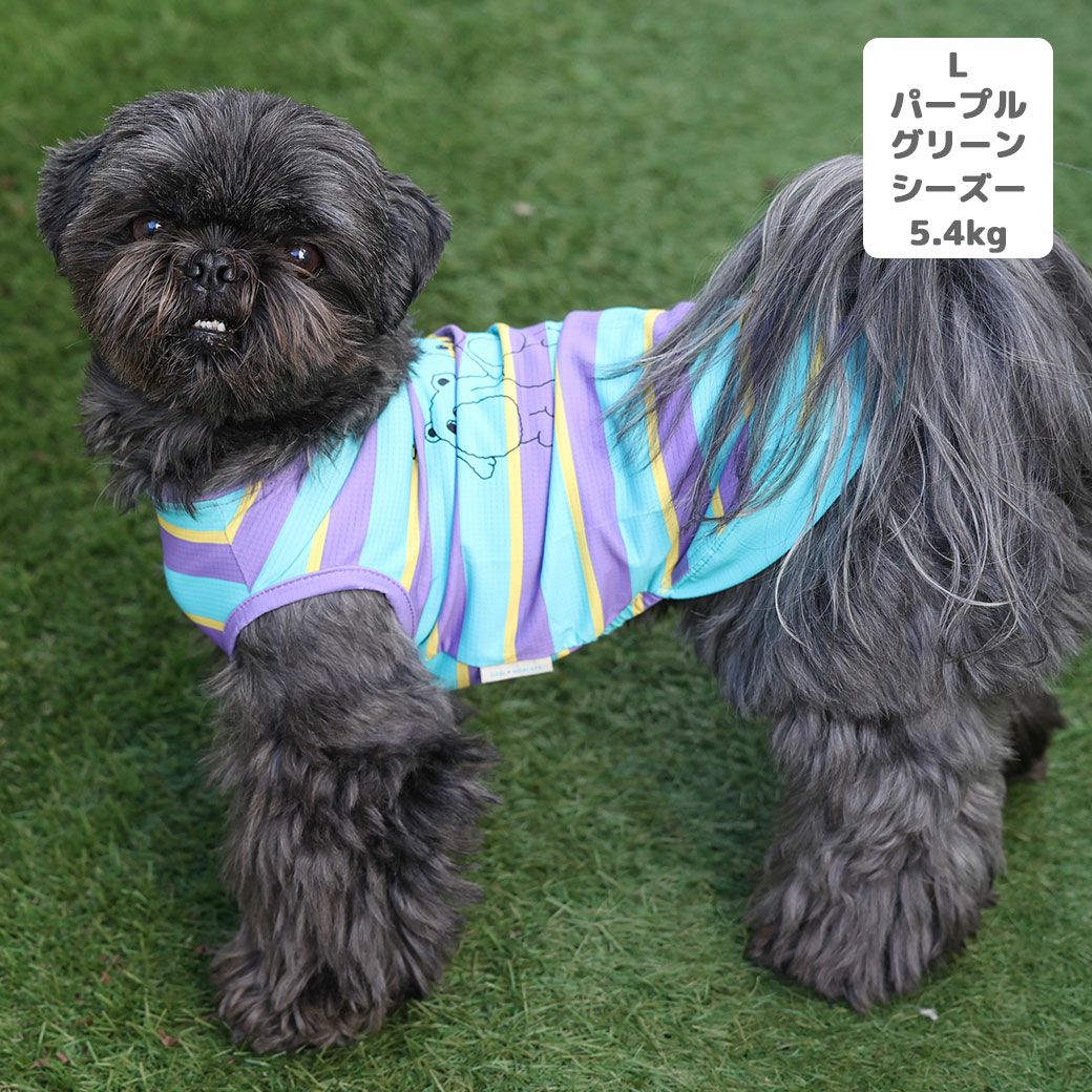 mugicha ●犬服●ハンドメイド 胴38 NO.725 iDog COOL+MOSCAPE プリントタンク 接触冷感 防蚊 アイドッグ-犬猫用品