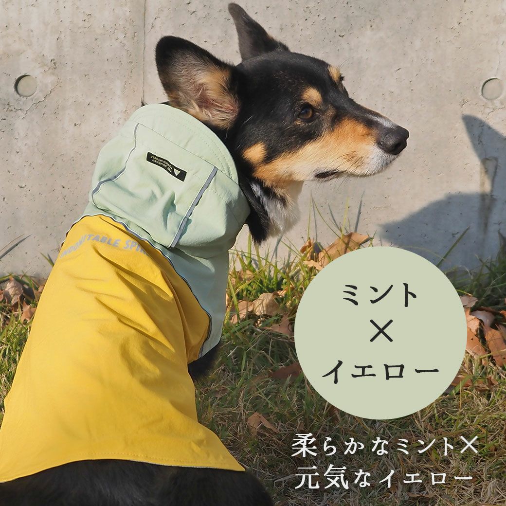 iDog SHIELD COAT バイカラーストレッチイージーレインコート-犬猫
