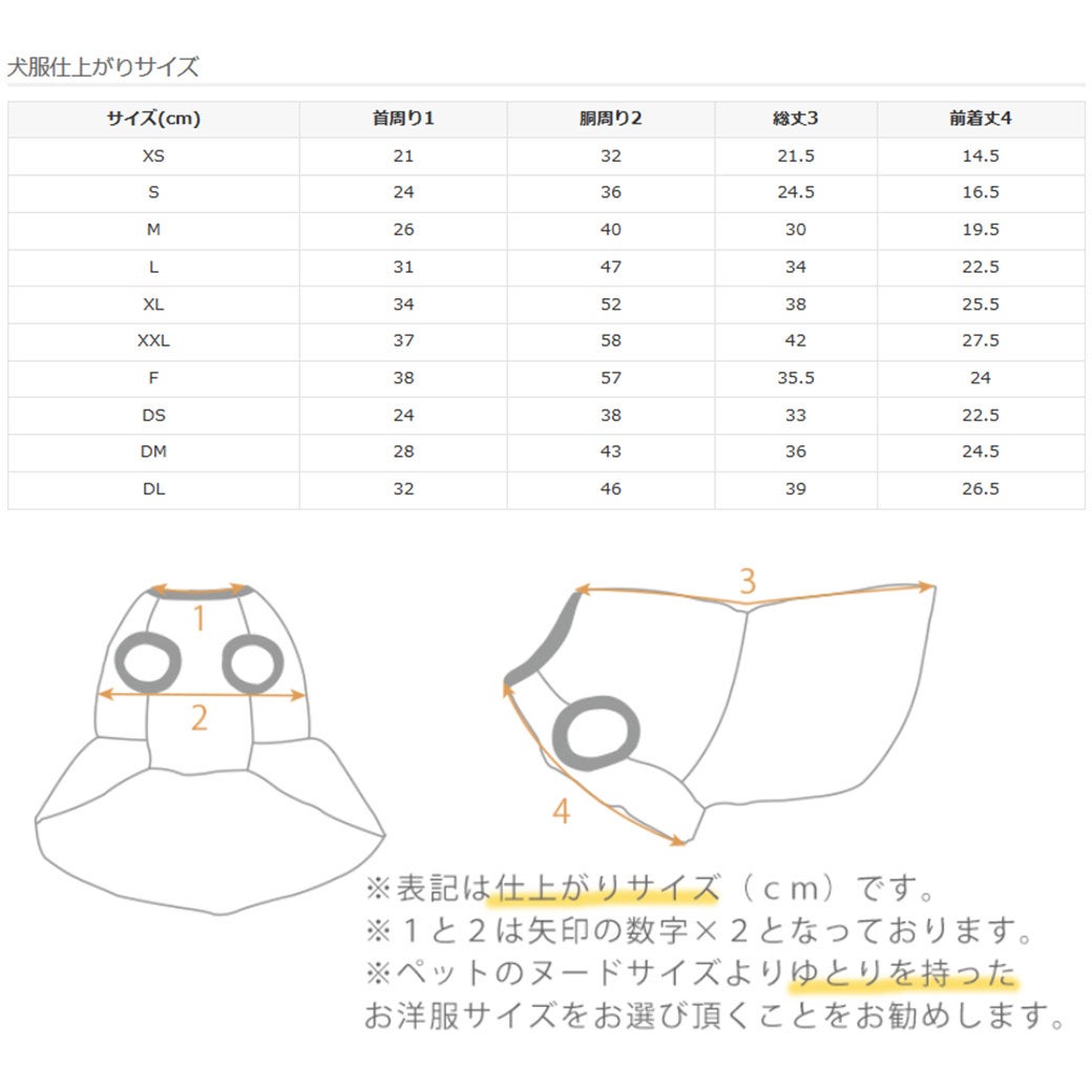 サイズ表