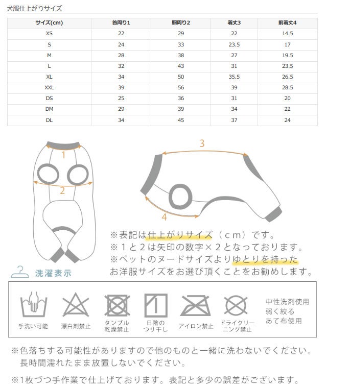 サイズ表
