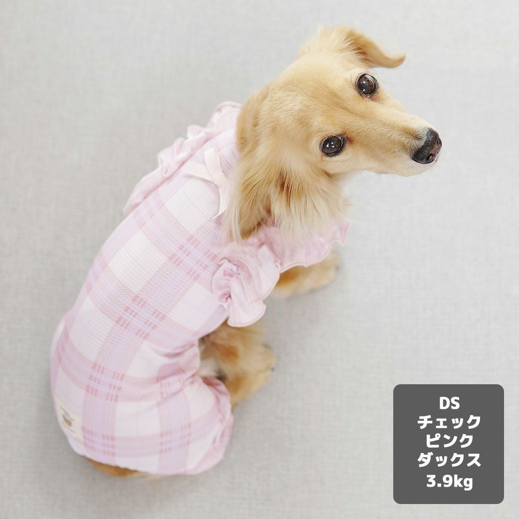 iDog fleur COOL+MOSCAPE チェックフリルつなぎ 接触冷感 防蚊 アイ