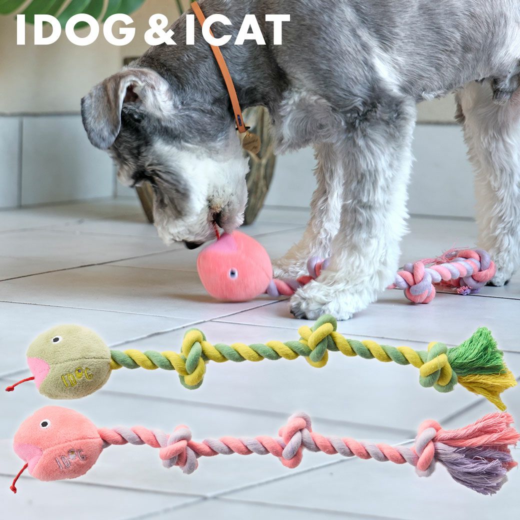 iDog にょろにょろロープへび 鳴き笛入り アイドッグ-犬猫ペット用品