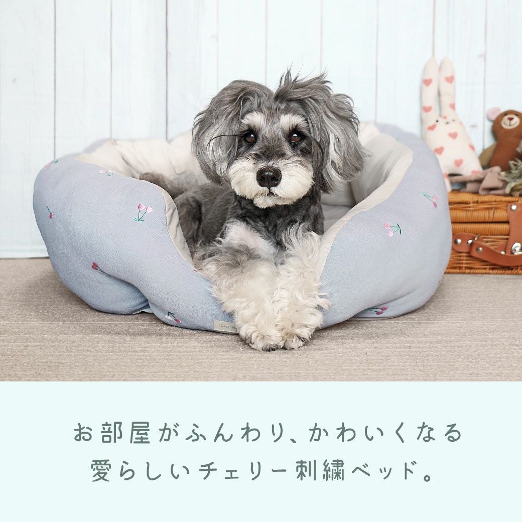 IDOG&ICAT iDog fleur チェリーのラウンドベッド 接触冷感 抗菌 防臭