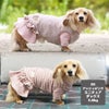 ミニチュアダックス3.8kg(首27/胴38/丈31cm)のクムちゃんはアッシュピンクのDSを着用